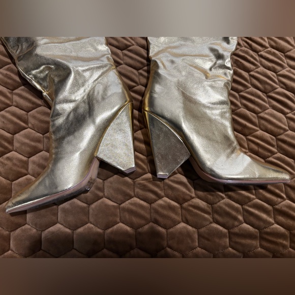 Fashion Nova Metallic Gold Over the Knee Boots - Picture 3 of 5
